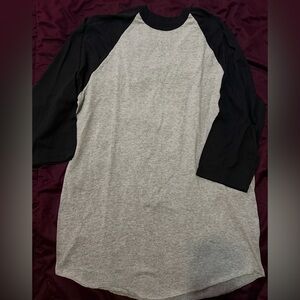 Soffe Heather Gray and Black Baseball T Shirt